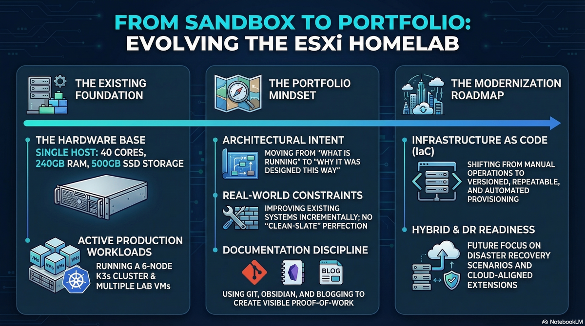 Designing an ESXi-Based Homelab as a Portfolio Platform for Hybrid Infrastructure, Modernization, and DR
