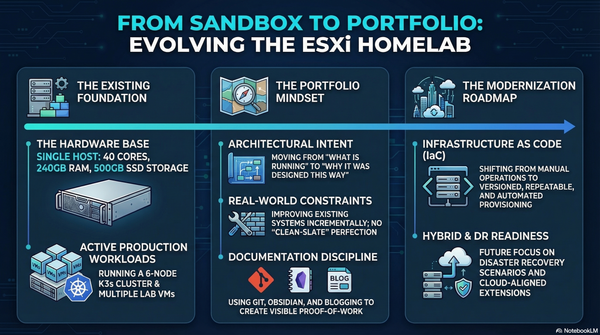 Designing an ESXi-Based Homelab as a Portfolio Platform for Hybrid Infrastructure, Modernization, and DR